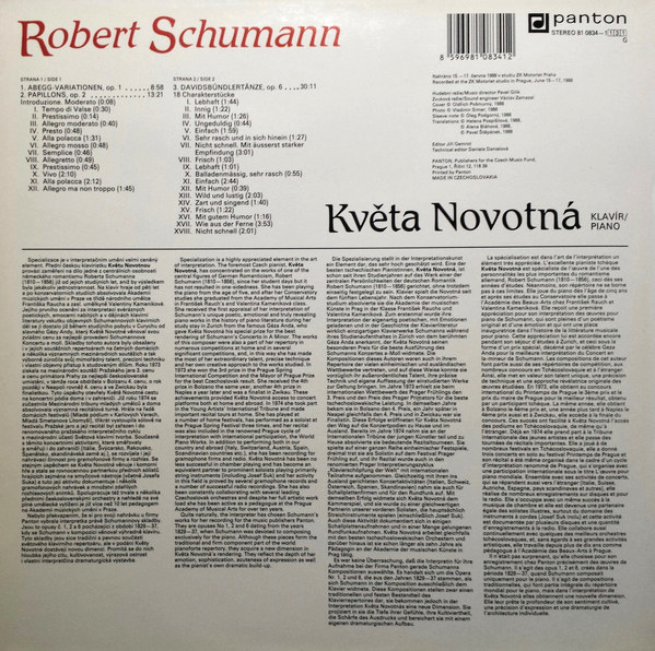Robert Schumann - Květa Novotná – Abegg-Variationen, Op.1 / Papillons,