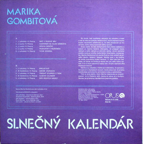 Marika Gombitová ‎– Slnečný Kalendár